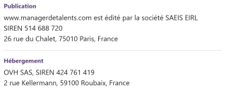 Éditeur et hébergeur du site